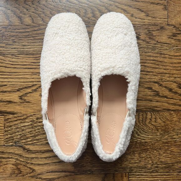 J. Crew Sherpa Flats with Elastic in Dusty Ivory BD448 Women's Size 8 - Picture 4 of 12